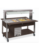 Carrello buffet termico 3xGN1/1 colore Wengè , con parafiato mobile - illuminazione a LED - cm 113x68x144h