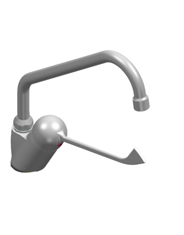 Rubinetto miscelatore monoforo con canna a "C" Ø mm 18 e leva Clinica - mm 250x295h