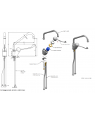 Rubinetto miscelatore monoforo con canna a "C" Ø mm 18 e leva Clinica - mm 250x295h