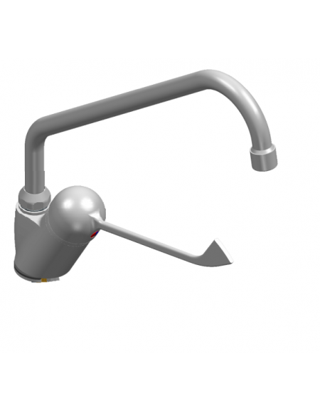 Rubinetto miscelatore monoforo con canna a "C" Ø mm 18 e leva Clinica - mm 300x330h