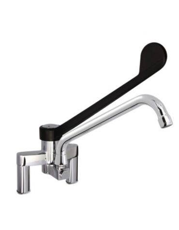 Rubinetto biforo miscelatore a lavello con leva clinica in plastica nera - Lunghezza canna mm 200