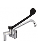 Rubinetto biforo miscelatore a lavello con leva clinica in plastica nera - Lunghezza canna mm 300