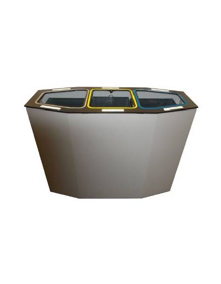 Cestone per la raccolta differenziata a 3 settori in acciaio zincato e vernicato da Lt 150 - cm 99x38,5x80h