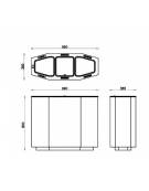 Cestone per la raccolta differenziata a 3 settori in acciaio zincato e vernicato da Lt 150 - cm 99x38,5x80h