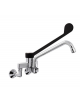 Rubinetto biforo miscelatore a muro con canna girevole mm Ø20x300 e leva clinica in plastica nera - Interasse 155±20 mm