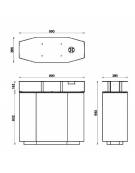 Cestone per la raccolta differenziata a 3 settori in acciaio zincato e vernicato da Lt 150 - cm 99x38,5x80h