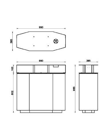 Cestone per la raccolta differenziata a 3 settori in acciaio zincato e vernicato da Lt 150 - cm 99x38,5x80h