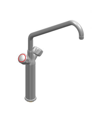 Rubinetto monoforo a lavello con prolunga, maniglie Rotonde e canna ‘C’ Ø24×350 mm