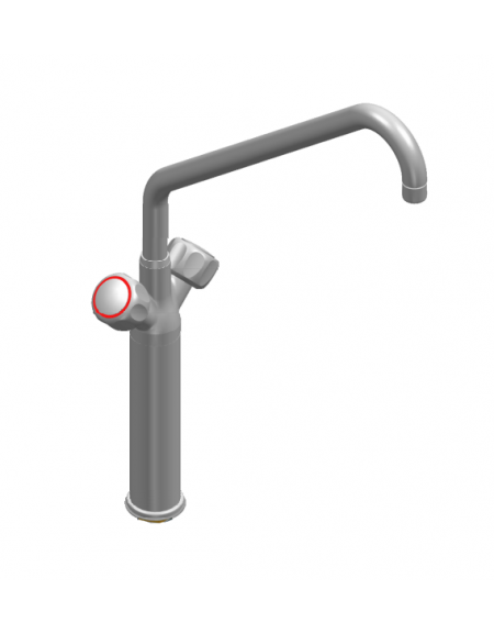 Rubinetto monoforo a lavello con prolunga, maniglie Rotonde e canna ‘C’ Ø24×350 mm