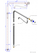 Rubinetto monoforo a bandiera con canna "S" mm Ø18x270 - Tubo in acciaio AISI 304 - Altezza cm 134