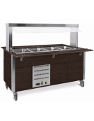 Carrello armadiato buffet termico con parafiato fisso - 3x1/1 GN - colore Wengè - cm 113x68x144h