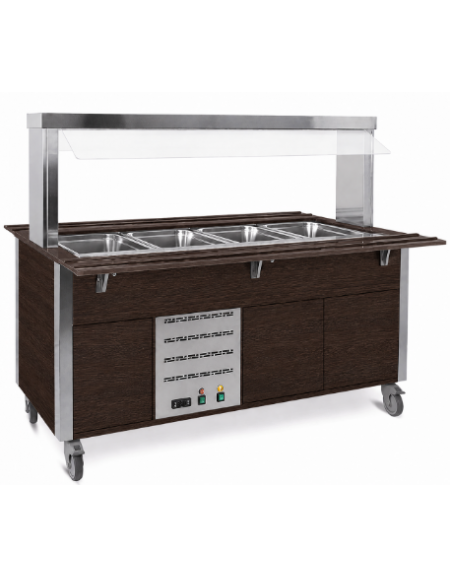 Carrello armadiato buffet termico con parafiato fisso - 3x1/1 GN - colore Wengè - cm 113x68x144h