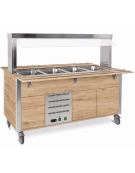 Carrello armadiato buffet termico con parafiato fisso - 3x1/1 GN - colore Rovere - cm 113x68x144h