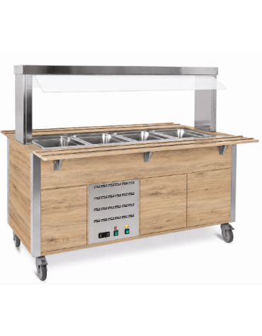 Carrello armadiato buffet termico con parafiato fisso - 3x1/1 GN - colore Rovere - cm 113x68x144h