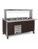 Carrello armadiato buffet termico con parafiato fisso - 2x1/1 GN - colore Wengè - cm 80x68x144h