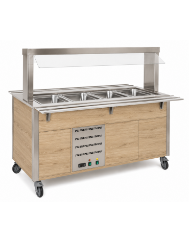 Carrello armadiato buffet termico con parafiato fisso - 2x1/1 GN - colore Rovere - cm 80x68x144h