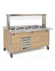 Carrello armadiato buffet termico con parafiato fisso - 2x1/1 GN - colore Rovere - cm 80x68x144h