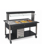 Carrello buffet termico 2xGN1/1 colore Nero, con parafiato mobile - illuminazione a LED - cm 80x68x144h