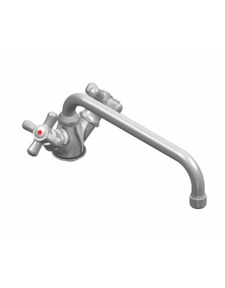 Rubinetto miscelatore monoforo a lavello con canna a "D" mm Ø18×250 e maniglie a Croce