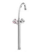 Rubinetto monoforo a lavello con prolunga da cm 30, canna "U" mm Ø18×180 e maniglie Rotonde