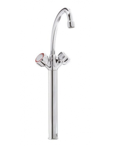 Rubinetto monoforo a lavello con prolunga da cm 30, canna "U" mm Ø18×180 e maniglie Rotonde