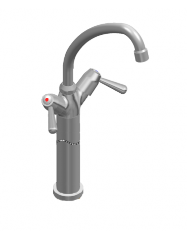 Rubinetto monoforo a lavello con prolunga da cm 30, canna "U" mm Ø18×180 e maniglie a Leva corta