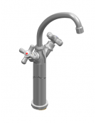 Rubinetto monoforo a lavello con prolunga da cm 30, canna "U" mm Ø18×180 e maniglie a Croce
