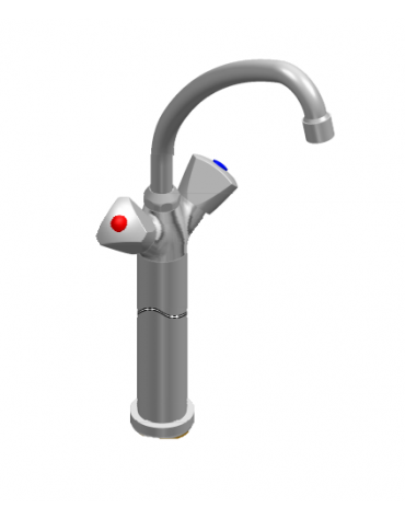 Rubinetto monoforo a lavello con prolunga da cm 30, canna "U" mm Ø18×180 e maniglie a Stella