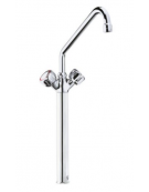 Rubinetto monoforo a lavello con prolunga da cm 30, canna "C" mm ØØ18×250 e maniglie Rotonde