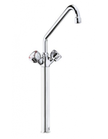 Rubinetto monoforo a lavello con prolunga da cm 30, canna "C" mm ØØ18×250 e maniglie Rotonde