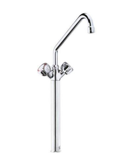 Rubinetto monoforo a lavello con prolunga da cm 30, canna "C" mm ØØ18×250 e maniglie Rotonde