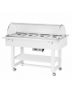 Carrello caldo bagnomaria in legno con cupola - Temp. +30/+90°C - 4xGN1/1 - colore Laccato Bianco - cm 148x112x125h