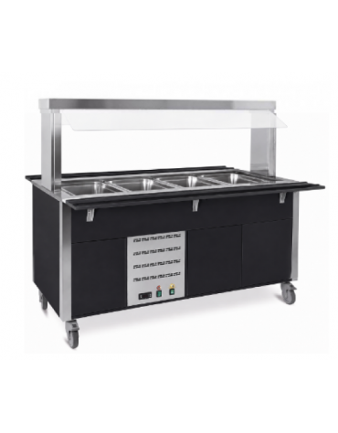 Carrello armadiato buffet termico con parafiato fisso - 3x1/1 GN - colore Nero - cm 113x68x144h