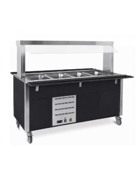 Carrello armadiato buffet termico con parafiato fisso - 3x1/1 GN - colore Nero - cm 113x68x144h