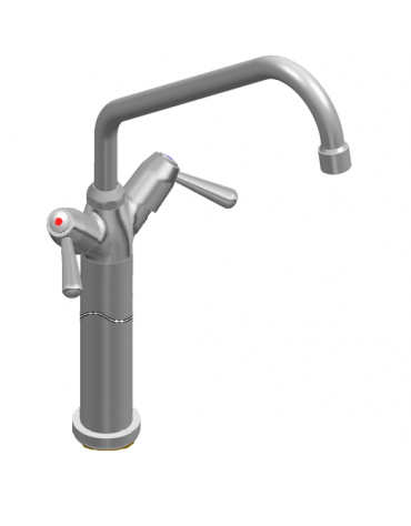 Rubinetto monoforo a lavello con prolunga da cm 30, canna "C" mm ØØ18×250 e maniglie a Leva corta