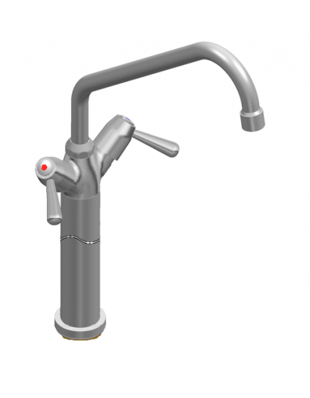 Rubinetto monoforo a lavello con prolunga da cm 30, canna "C" mm ØØ18×250 e maniglie a Leva corta