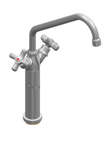 Rubinetto monoforo a lavello con prolunga da cm 30, canna "C" mm ØØ18×250 e maniglie a Croce