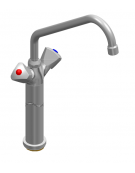 Rubinetto monoforo a lavello con prolunga da cm 30, canna "C" mm ØØ18×250 e maniglie a Stella