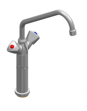 Rubinetto monoforo a lavello con prolunga da cm 30, canna "C" mm ØØ18×250 e maniglie a Stella