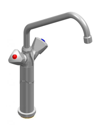 Rubinetto monoforo a lavello con prolunga da cm 30, canna "C" mm ØØ18×250 e maniglie a Stella