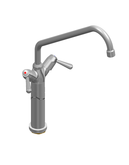 Rubinetto monoforo a lavello con prolunga da cm 30, canna "C" mm ØØ18×300 e maniglie a Leva corta