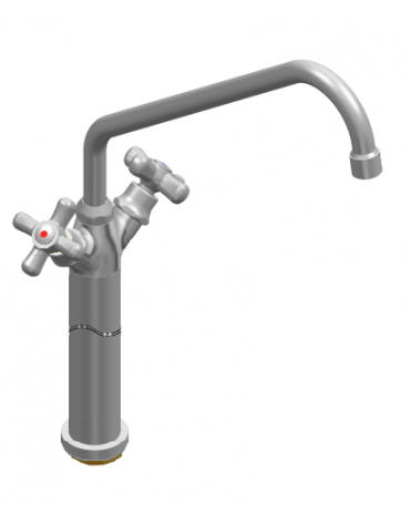 Rubinetto monoforo a lavello con prolunga da cm 30, canna "C" mm ØØ18×300 e maniglie a Croce