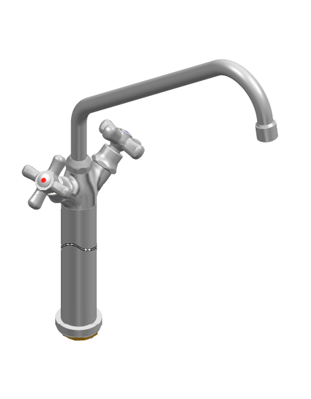 Rubinetto monoforo a lavello con prolunga da cm 30, canna "C" mm ØØ18×300 e maniglie a Croce