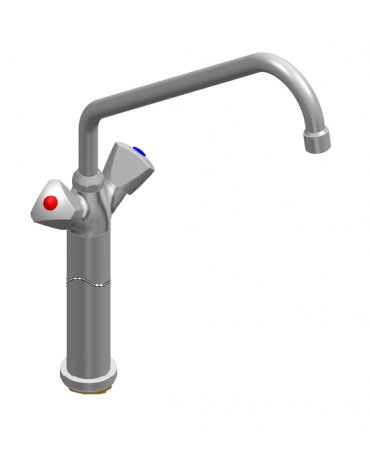 Rubinetto monoforo a lavello con prolunga da cm 30, canna "C" mm Ø18×300 e maniglie a Stella
