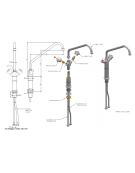 Rubinetto monoforo a lavello con prolunga da cm 30, canna "C" mm Ø18×300 e maniglie a Stella