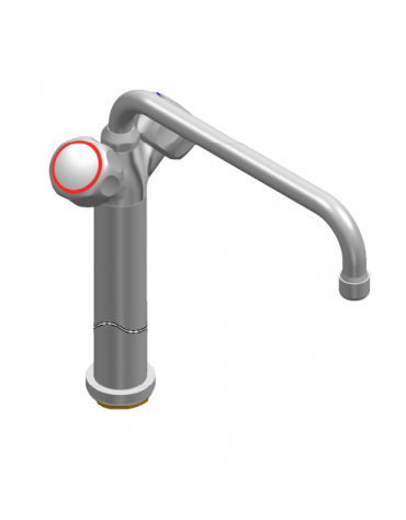 Rubinetto monoforo a lavello con prolunga da cm 30, canna "D" mm Ø18×250 e maniglie Rotonde