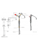 Rubinetto monoforo a lavello con prolunga da cm 30, canna "D" mm Ø18×250 e maniglie Rotonde