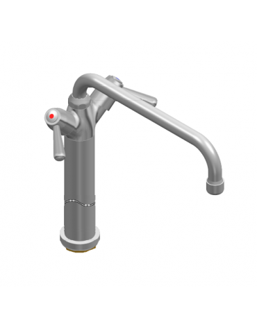 Rubinetto monoforo a lavello con prolunga da cm 30, canna "D" mm Ø18×250 e maniglie a Leva corta