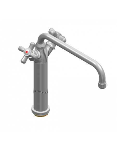 Rubinetto monoforo a lavello con prolunga da cm 30, canna "D" mm Ø18×250 e maniglie a Croce