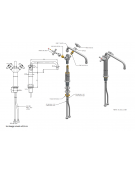 Rubinetto monoforo a lavello con prolunga da cm 30, canna "D" mm Ø18×250 e maniglie a Croce